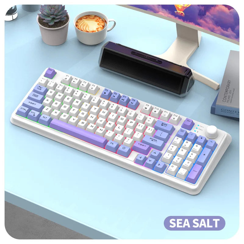 Russian Wireless Keyboard With Russian Layout Spanish Arabic Korean Keyboard Mouse Kit Bluetooth RGB Backlight Volume Knob K94