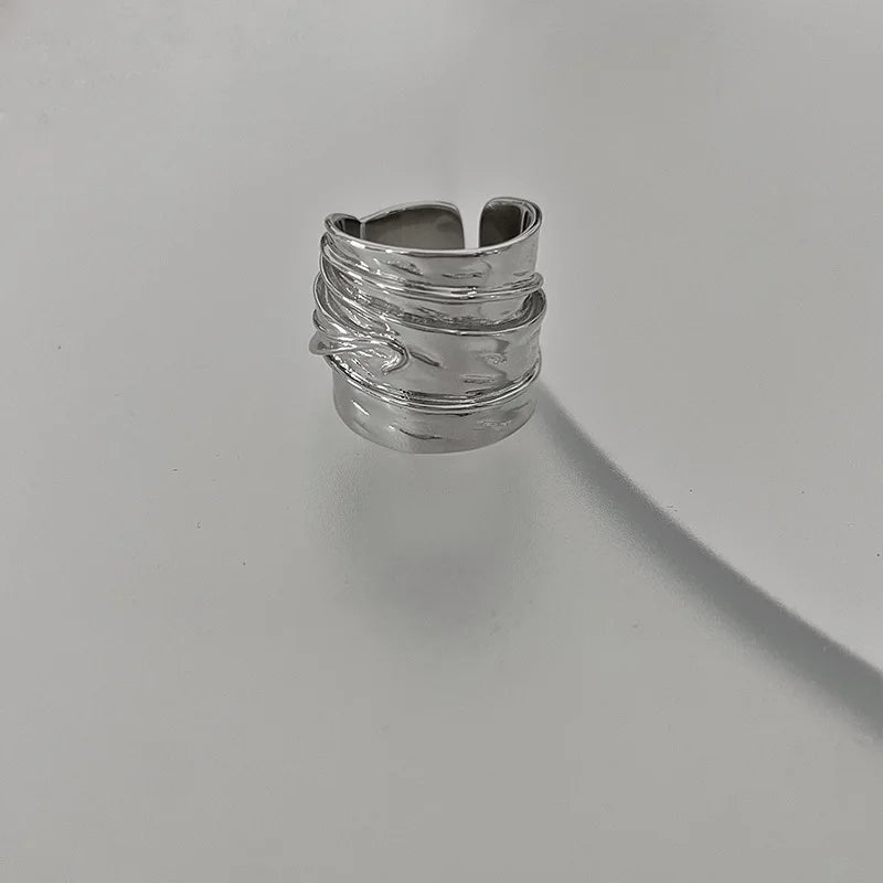 XIYANIKE Hip Pop Irregular Texture Wide Open Rings for Women Men Korean Fashion Punk Jewelry Couple Gift Party кольцо женское