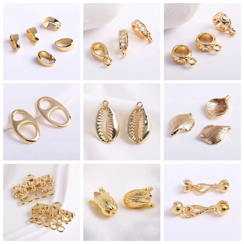 14K Gold Plated Lobster Claw Clasps with Extender Chain Brass Metal Extension Extended Lobster Tail Chains Clasps Connectors