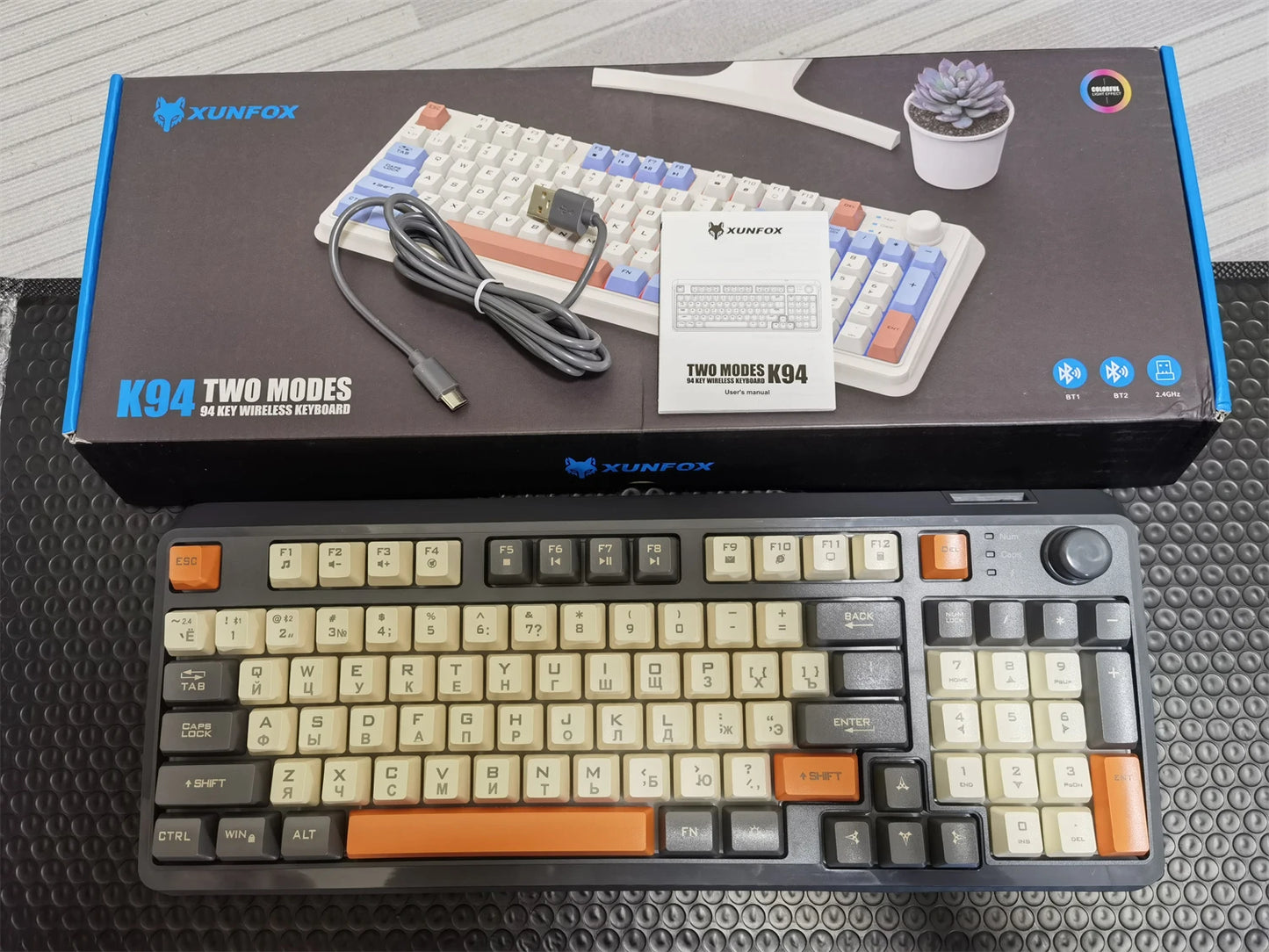 Russian Wireless Keyboard With Russian Layout Spanish Arabic Korean Keyboard Mouse Kit Bluetooth RGB Backlight Volume Knob K94