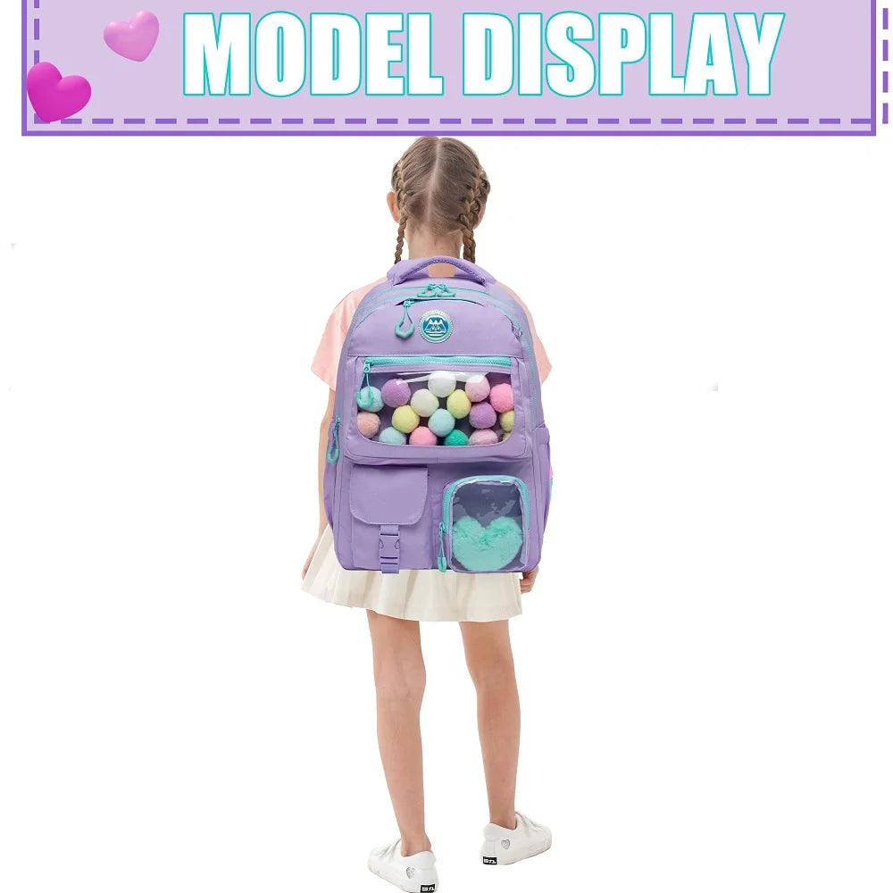 Meetbelify Backpack for Girls School Bag Aesthetic Backpack for Elementary Student Teen Girls