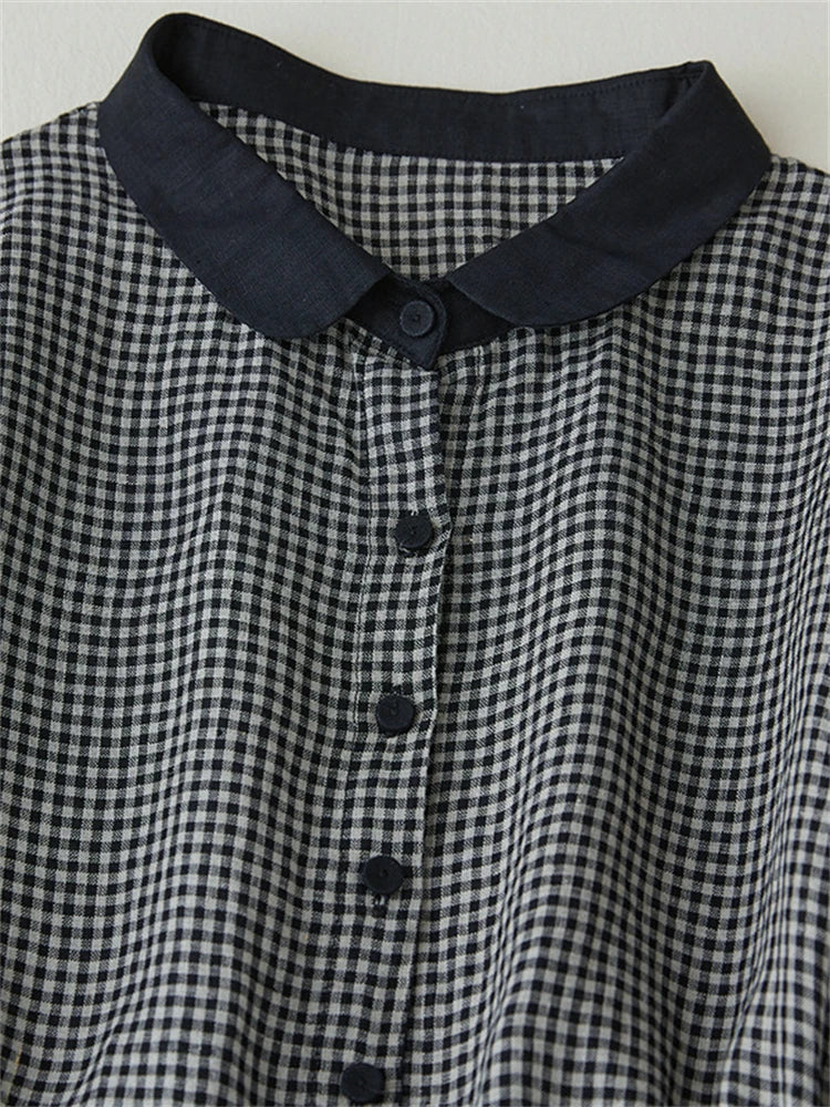 2024 Patchwork Fashion Black White Plaid Autumn Dresses Office Lady Work Dress Japanese Style Women Spring Casual Long Clothing