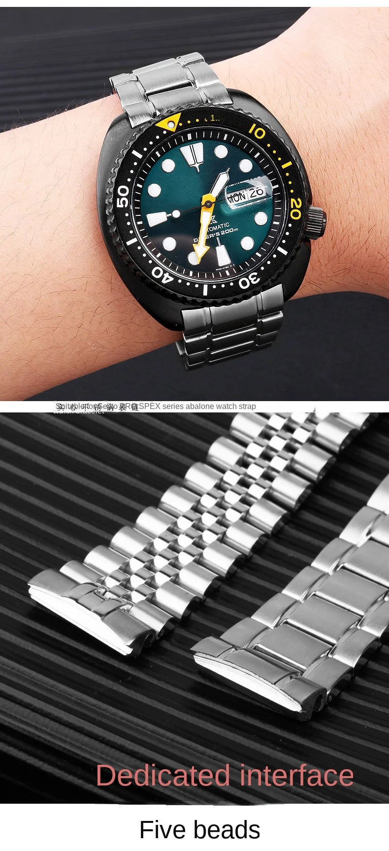 Solid stainless wristband for Seiko steel Wrist strap abalone turtle SRPE99K1 srpa21 srp777 srpc25 men's metal watchband 22mm