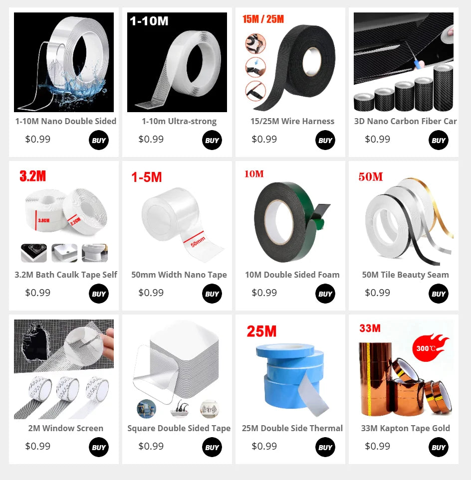 1-10m Ultra-strong Double-sided Adhesive Nano Tape Clear Removable Waterproof Extra Strong Sticky Strip Heavy-duty Two Side Tape