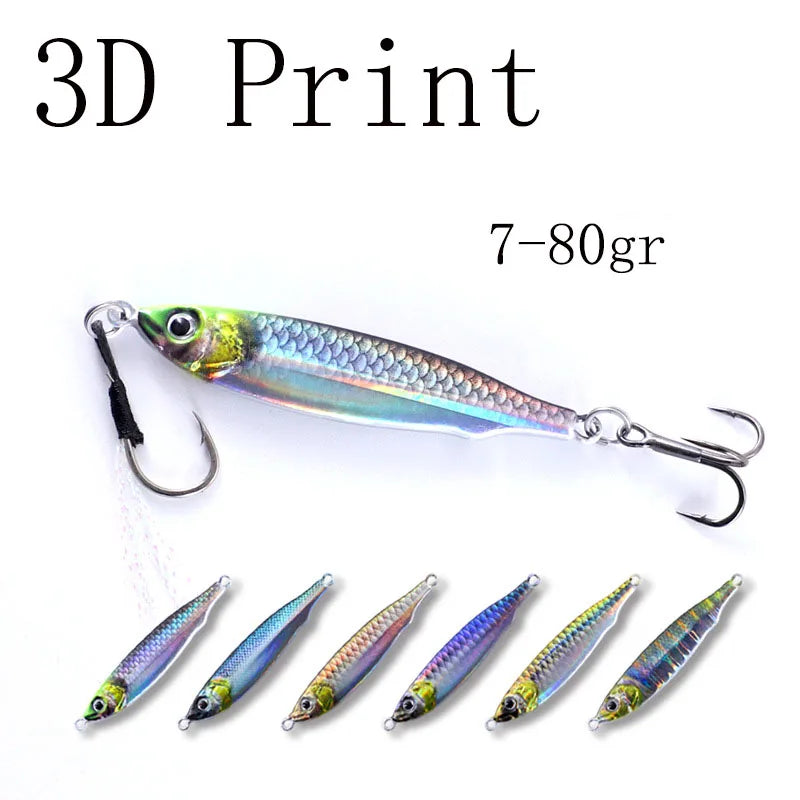 3D Print Metal Jig Fishing Shore Jigging Sea Fishing Slow Jig lifelike Micro Jigg Ultra Slim Spoon Laser Artificial Bait