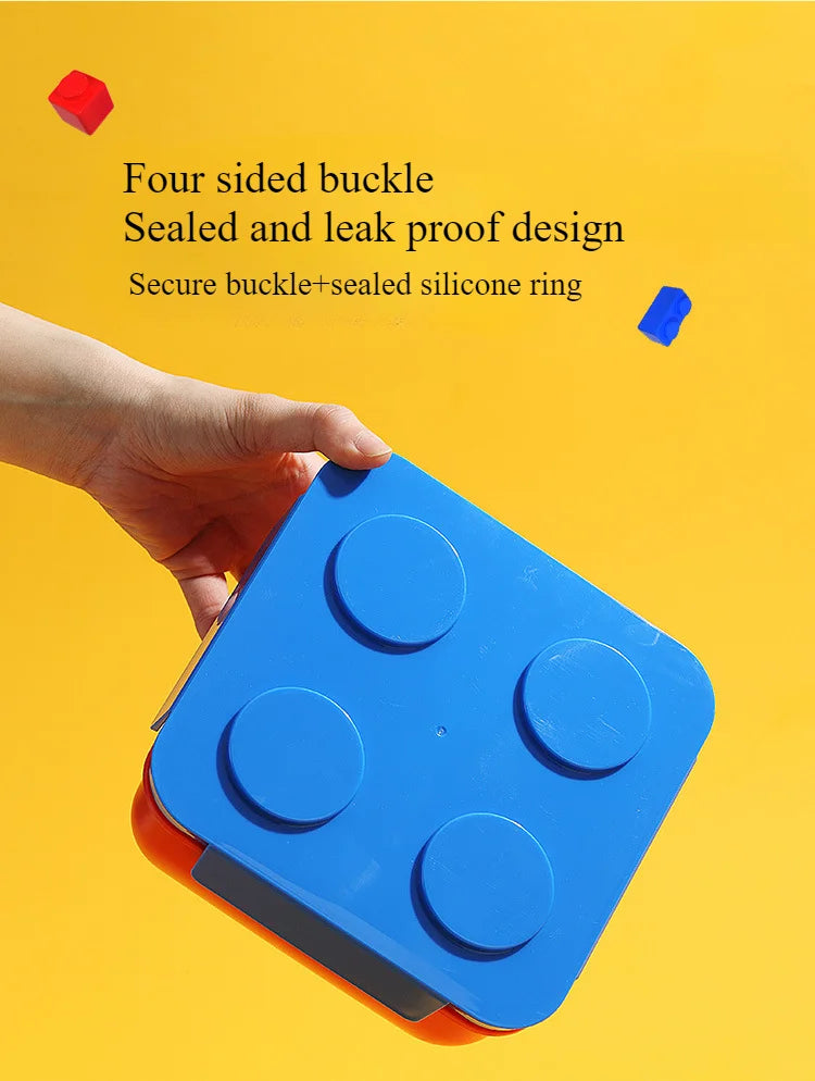 Creative DIY Building Block Lunch Box Modular Portable Bento Box for Children Student Sandwichs Fruit Salad Container Dinnerware