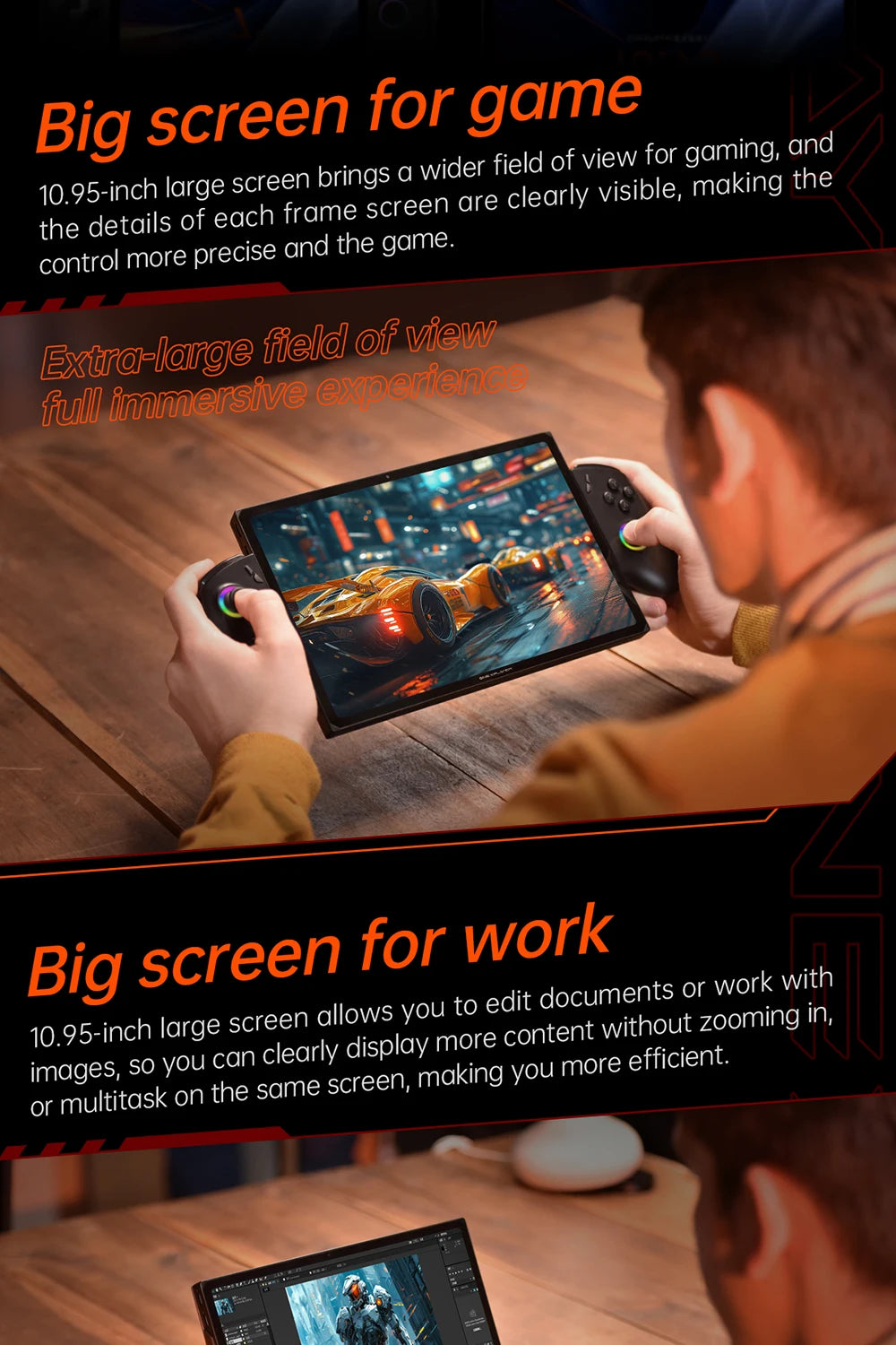 OneXPlayer X1 PRO AMD Ryzen AI 9 HX370 /8840U Laptop Tablet 3 IN 1 PC Game Console 10.95" Windows Handheld Controllers Computer