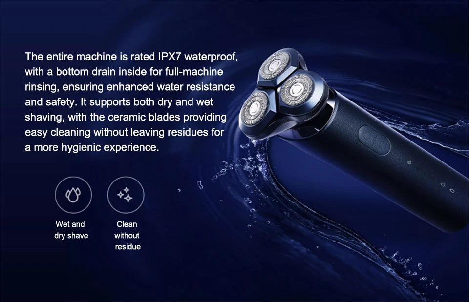 XIAOMI MIJIA Electric Shaver S700 Portable Flex Razor 3 Head Shaving IPX7 Waterproof Washable Beard Trimmer Trimer Cutter 30 Day