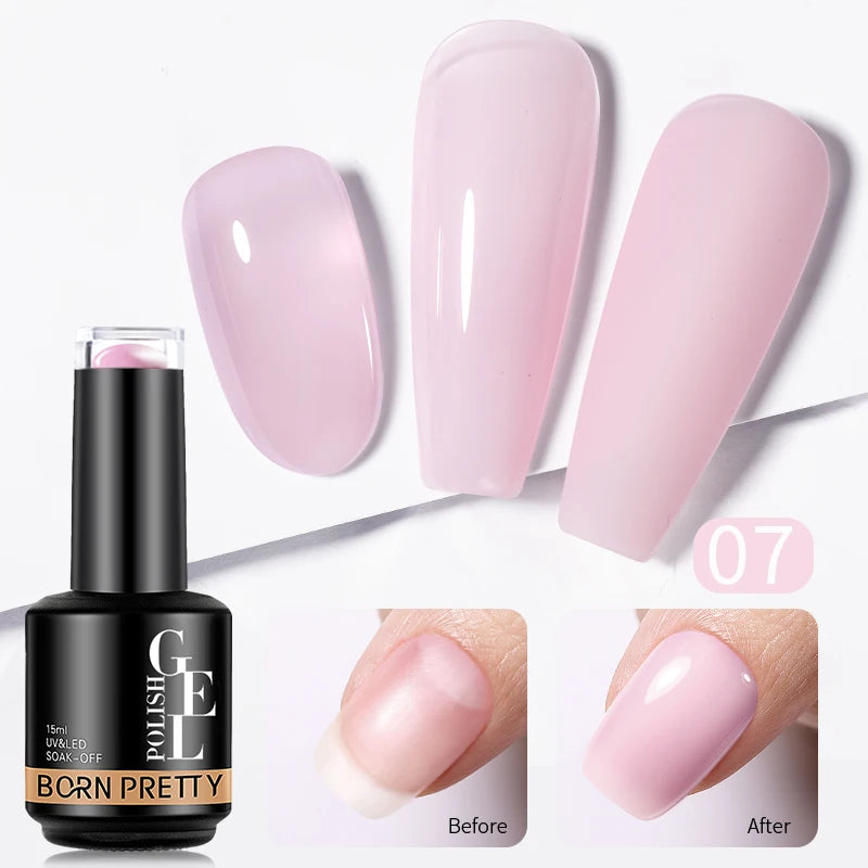 BORN PRETTY 15ML Jelly Purple Nail Gel Polish Transparent Colorful Translucent Pink Semi Permanent Soak Off Nail Art Gel Varnish