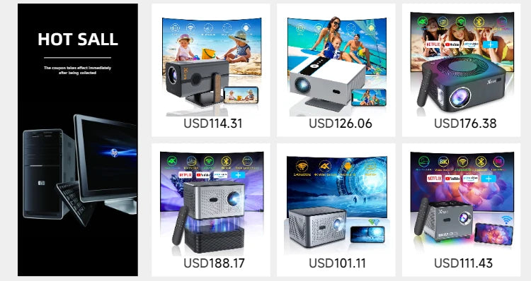 Xnano HM103-A Projector 4K Android 13 Dual WiFi5 300ANSI Amlogic T950S BT5.2 1920*1080P Home Theater Cinema Mini Projectors