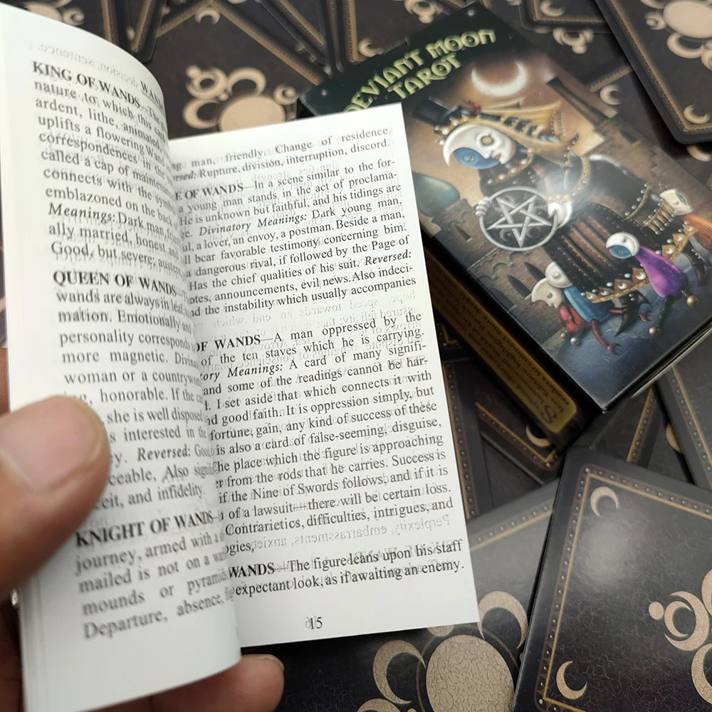Deviant Moon Divination Tarot Borderless Edition with Guidebook, Unique Tarot Cards, 78 Tarot Cards, Custom Design
