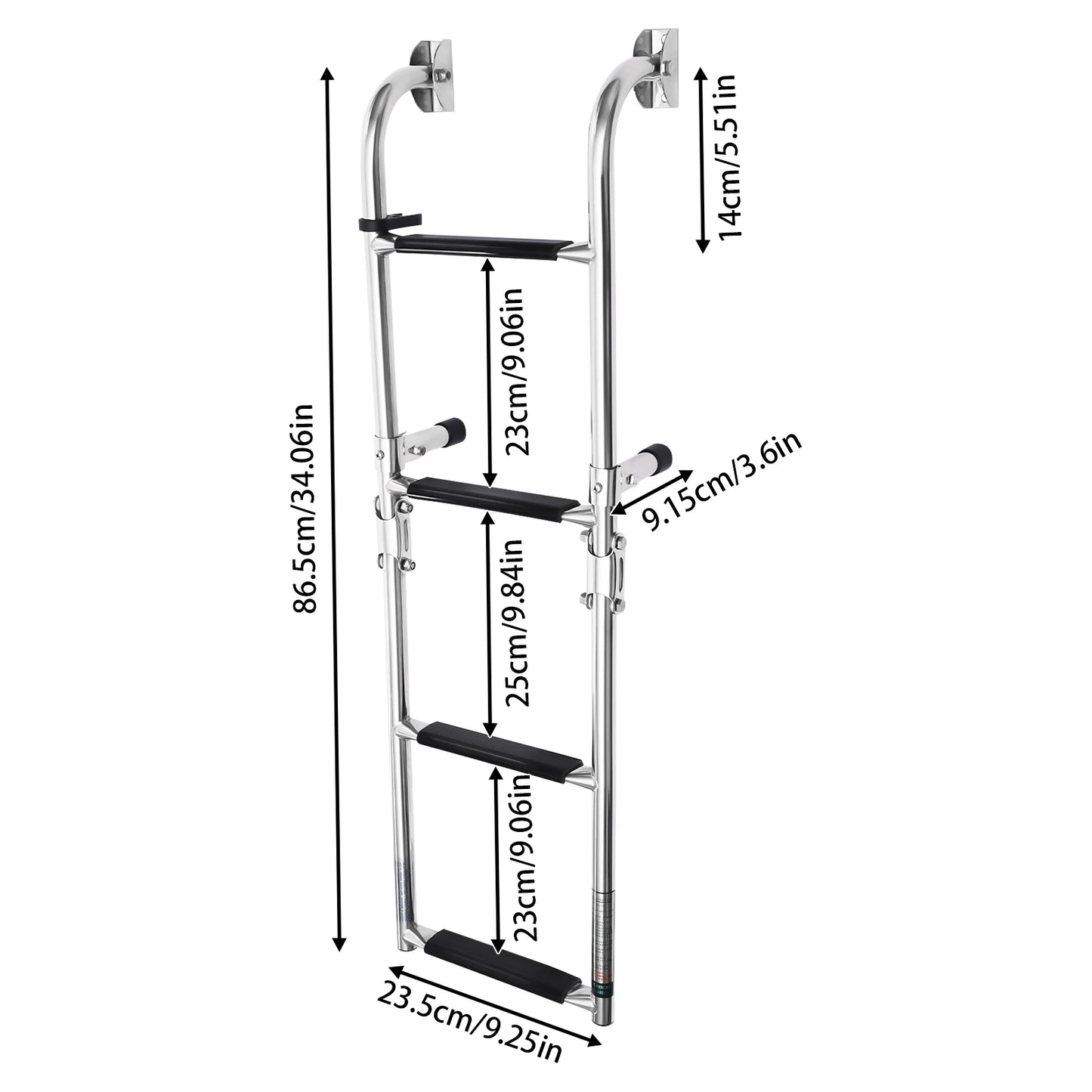 4 Steps Marine Deck Ladder Stainless Steel Telescoping Folding Marine Boat Drop Ladders