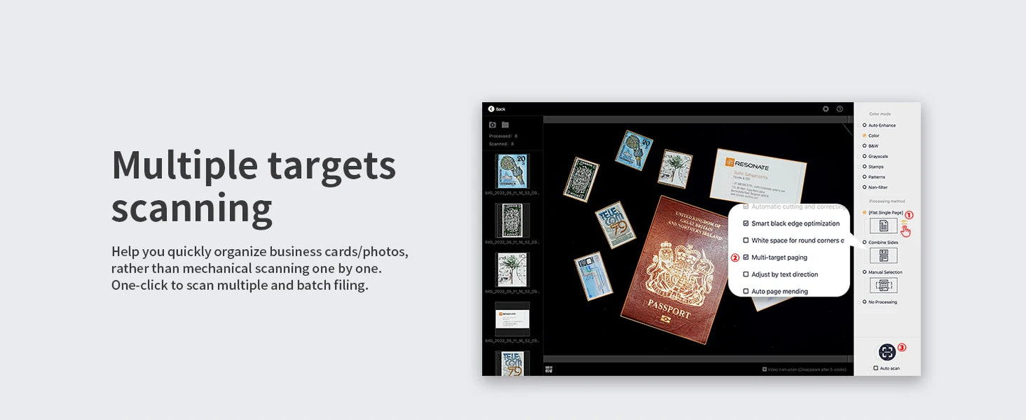 CZUR Lens 800 Pro Portable Document Scanner 8MP 270DPI Fast Scan 1s/Page, Light-weight A4 Scanner for Flat Sheet, Easy-to-Use