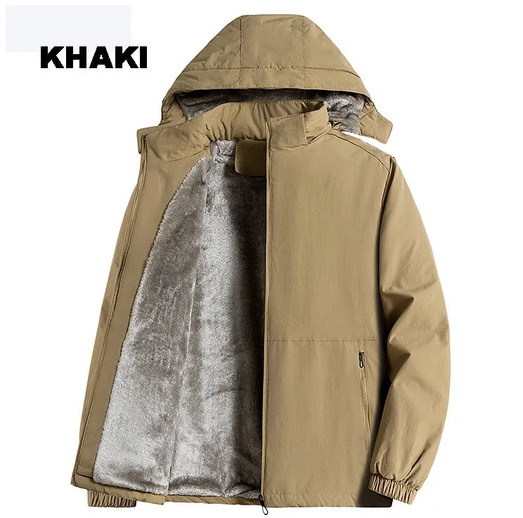 7XL 8XL Winter Jacket Men  Casual Outwear Sportswear Fleece Lining Mens Sherpa Jackets Full Zip Warm Coats  Hoodie Winter Coat