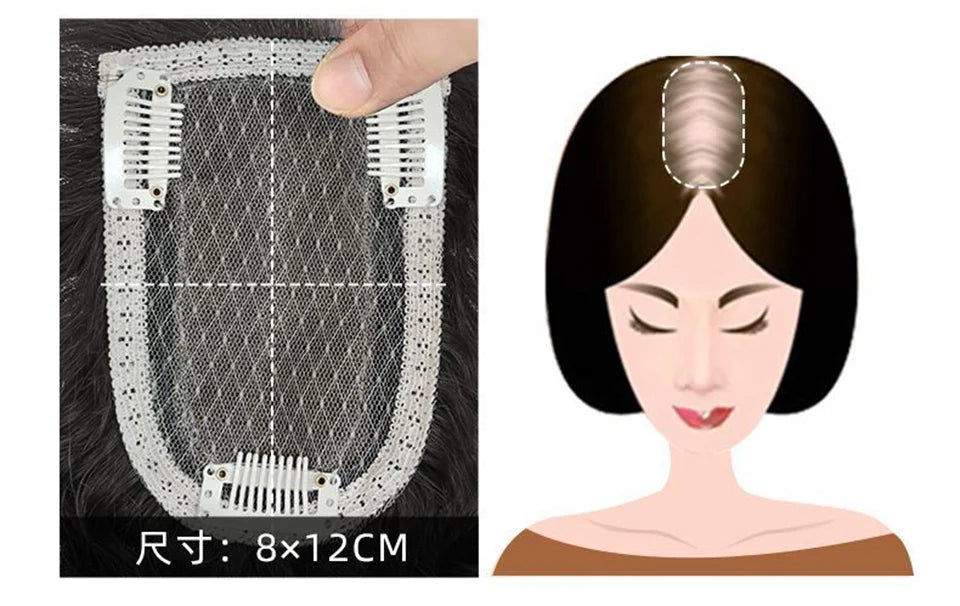 3D Bangs Invisible Seamless Head Hair Water Ripple Hair Air Bangs Head Overhead Natural Invisible Replacement Cover White Hair