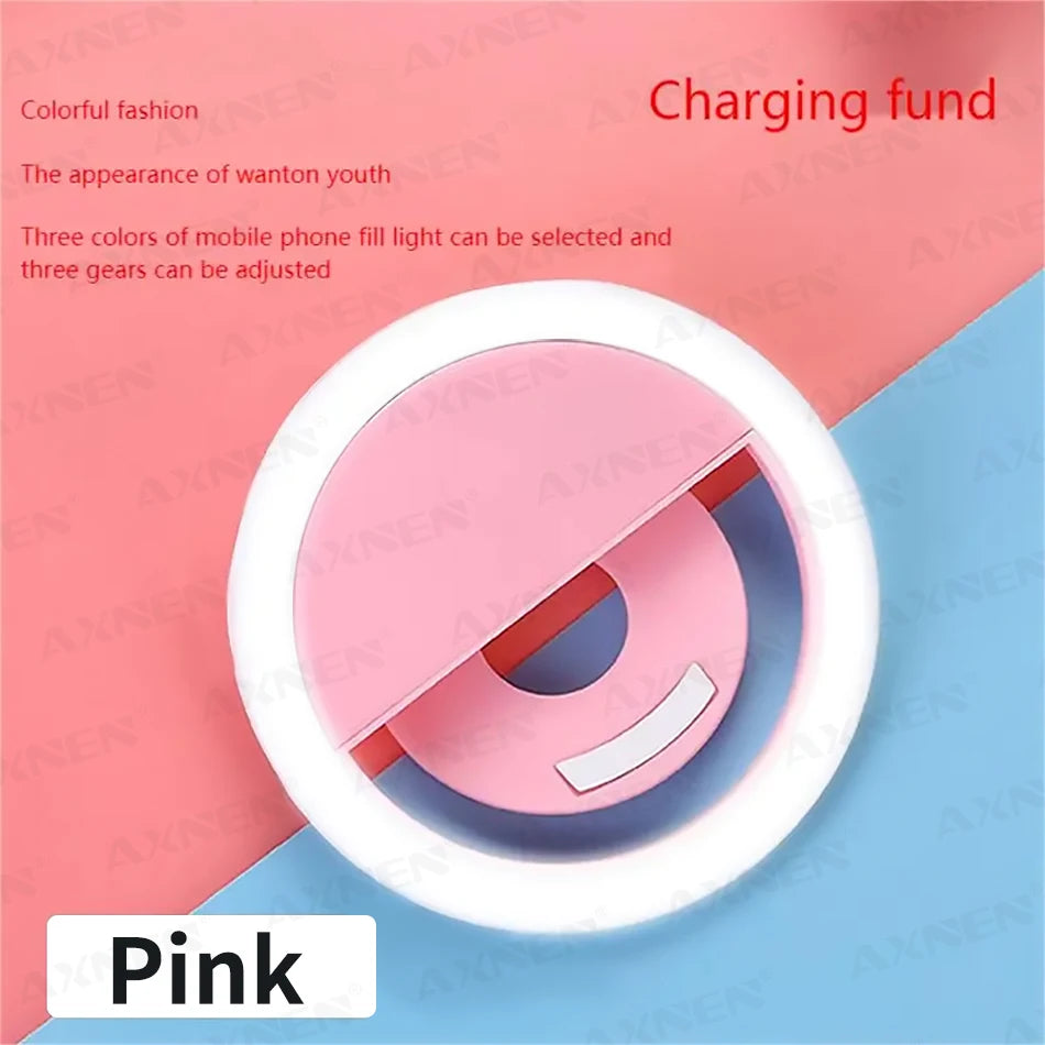 LED Light Ring with USBcharging Phone Lens Selfie Light Mini Circular Fill Light Clip Compatible with iPhone Samsung Xiaomi Poco