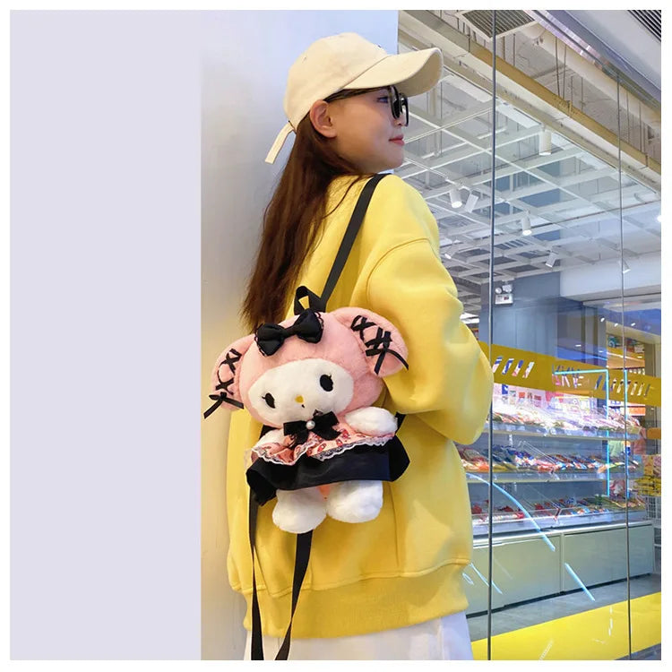 Wholesale Sanrio Plush Kuromi Backpack My Melody Backpack Shoulder Bag Kawaii Plush Toys Lolita Daypack Plushies Doll Girl Gift