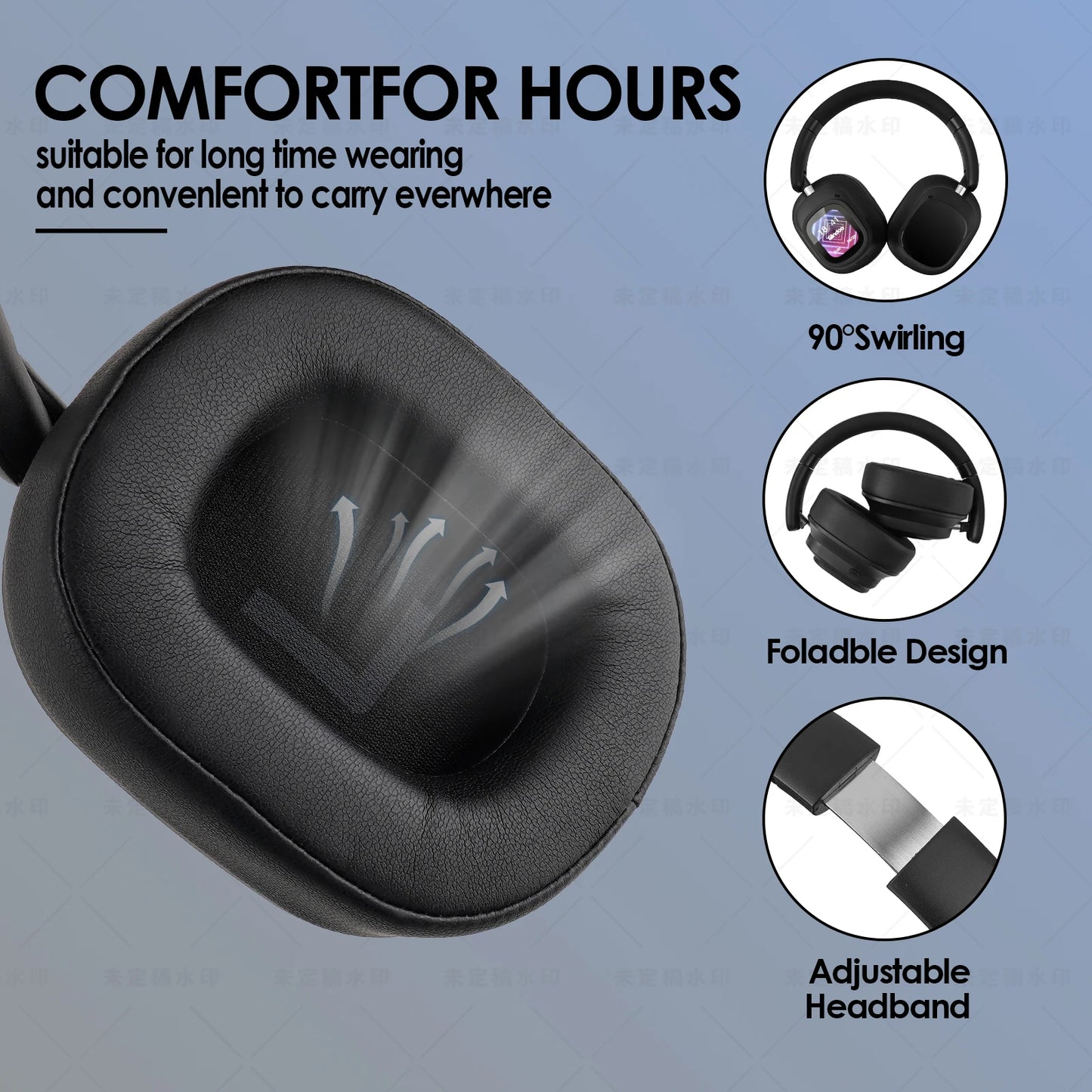 Siindoo JH-ANC930Plus Hybrid Wireless Headphone, Active Noise Cancelling Headphones With Multi Magnetic Touch Control LED Screen