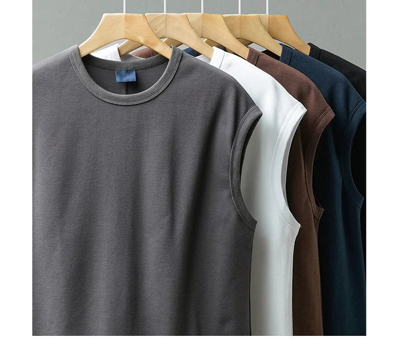 DUKEEN Heavyweight Pique Fabrics Tank Top Men 2024 Summer Sports Fitnesssleeveless T-Shirt Loose Solid Color Tops