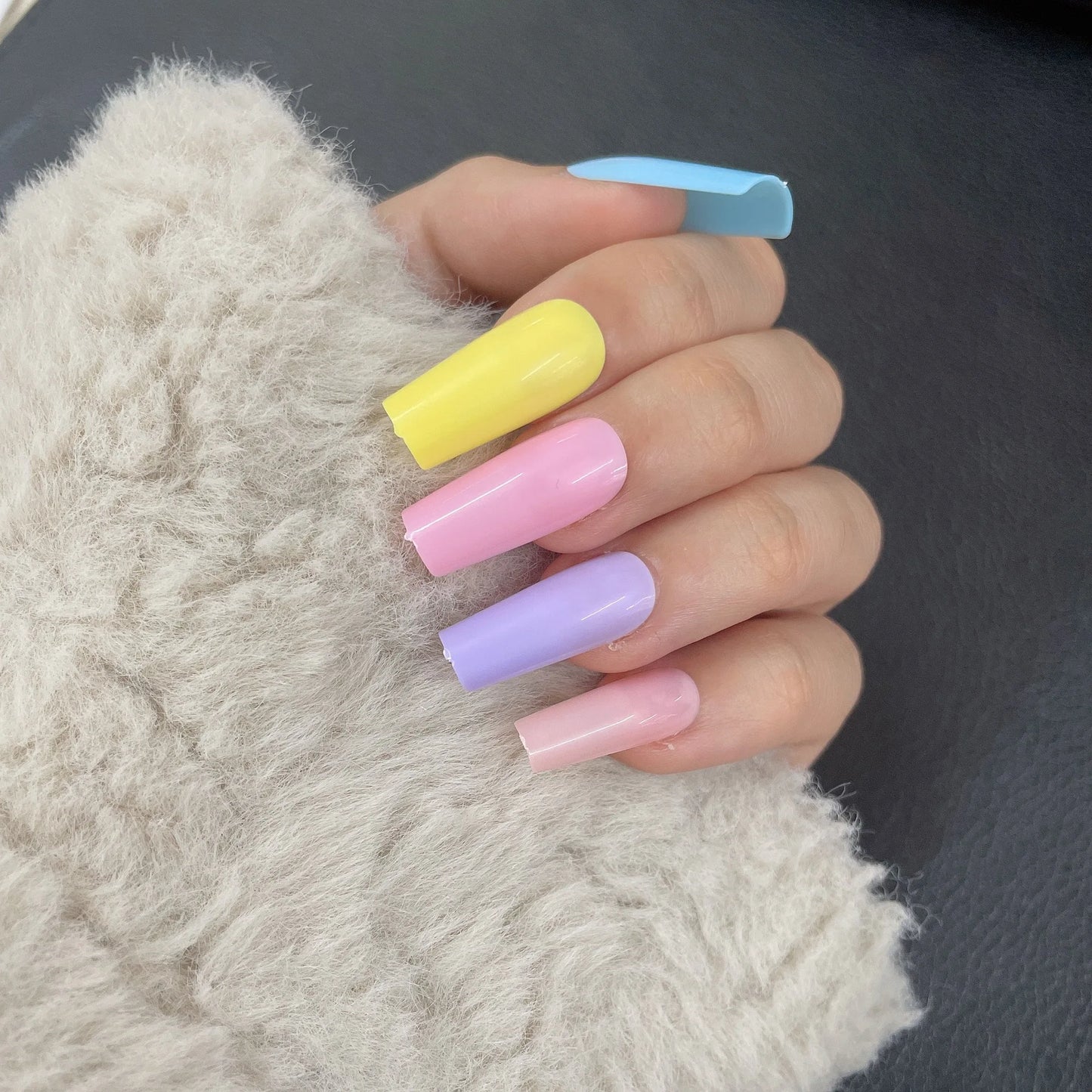 24 Pcs Solid Color Nail Tips Extension System Soft Gel Fake Nail Sculpted Square Full Cover Press on Nail Tips Artificial Nails