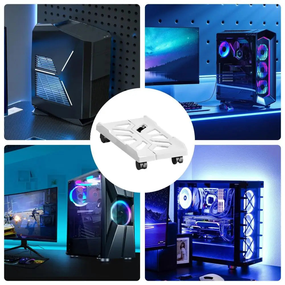 Adjustable Mobile CPU Stand Heavy-Duty PC Tower Stand With 4 Caster Wheels Ventilated Under Desk CPU Holder PC Floor Cart