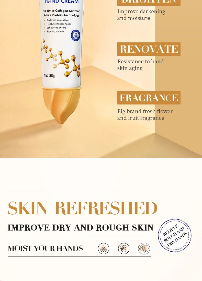 Collagen Anti-wrinkle Hand Cream Anti-drying Cracked Whitening Moisturizer Fade Fine Line Soft Smooth Repair Hand Foot Skin Care