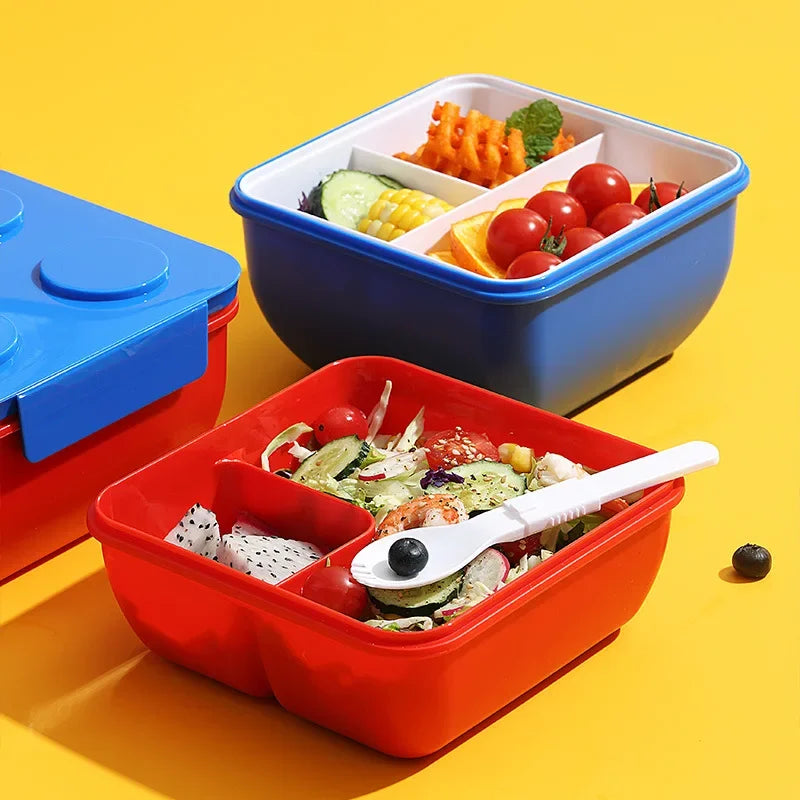 Creative DIY Building Block Lunch Box Modular Portable Bento Box for Children Student Sandwichs Fruit Salad Container Dinnerware