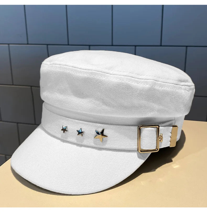 Women's Beret Black Star Hat Spring and Autumn Winter British Retro Fashion New Sea Military Style Korean Caps mother hats