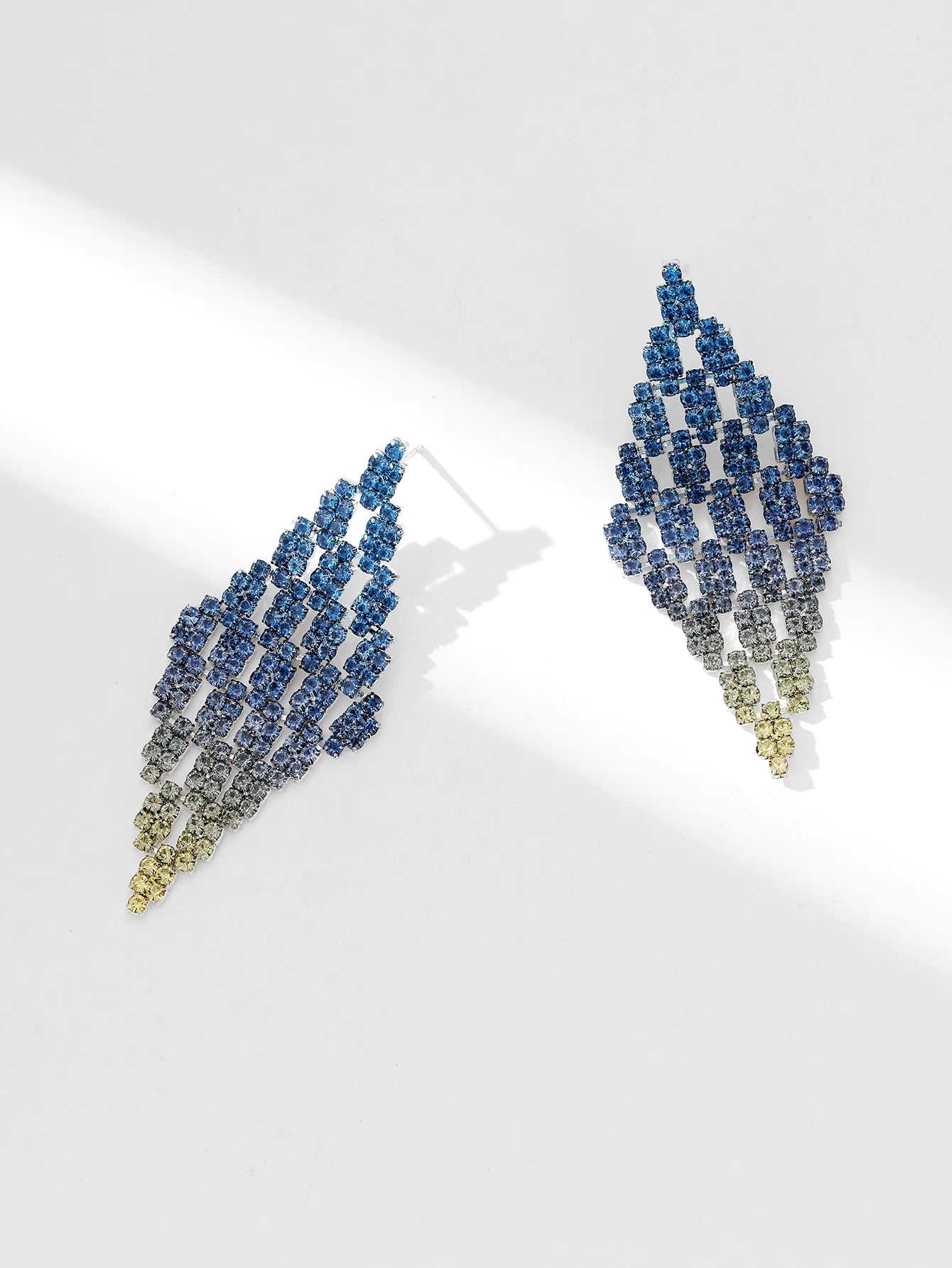 Shiny Multicolored Crystal Long Drop Earrings For Women Brides Classic Geometry Square Dangle Earring Wedding Party Jewelry Gift