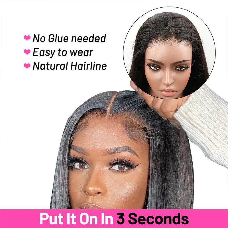 Kinky Straight 13x4 Lace Front Glueless Wig Yaki Straight Glueless Yaki Human Hair Wigs Pre Plucked Brazilian Cheap Closure Wigs