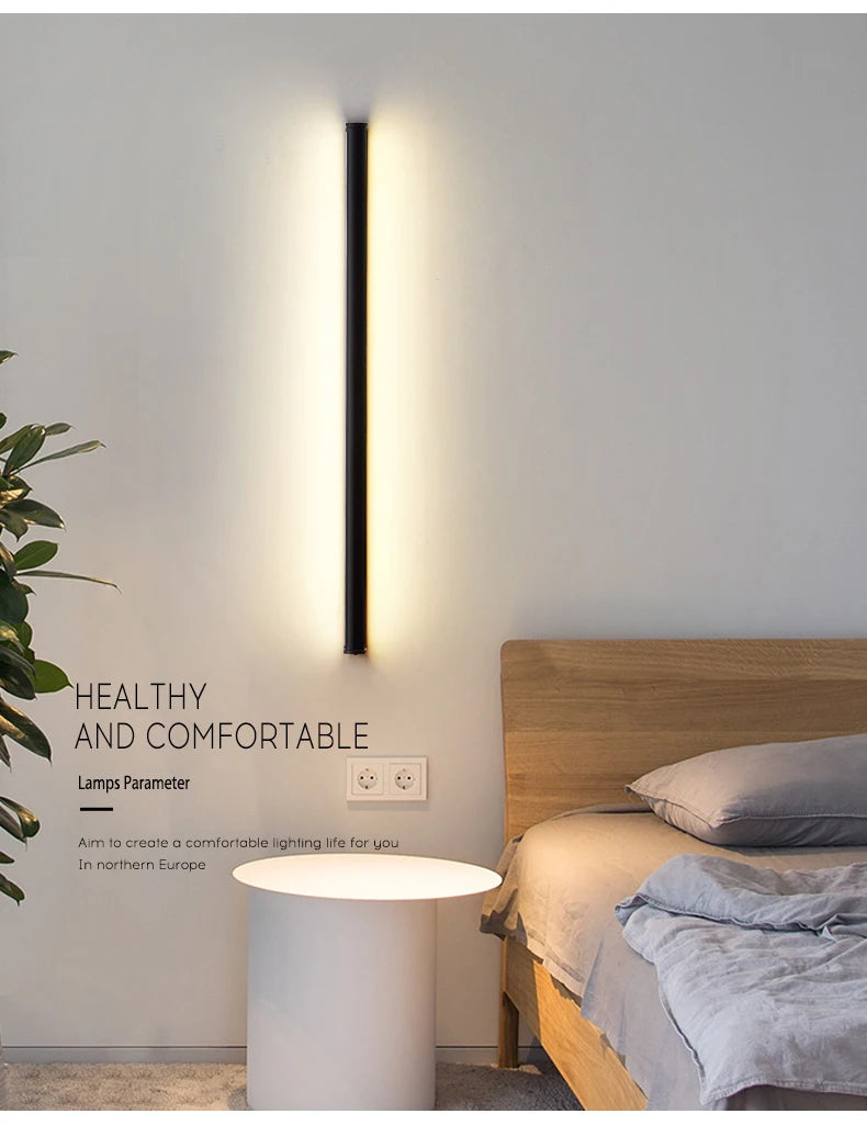 Modern Black LED Wall Lamp for Dining room Living Room Decoration LED Long Strip Wall Lights Staircase Corner Wall Lamp
