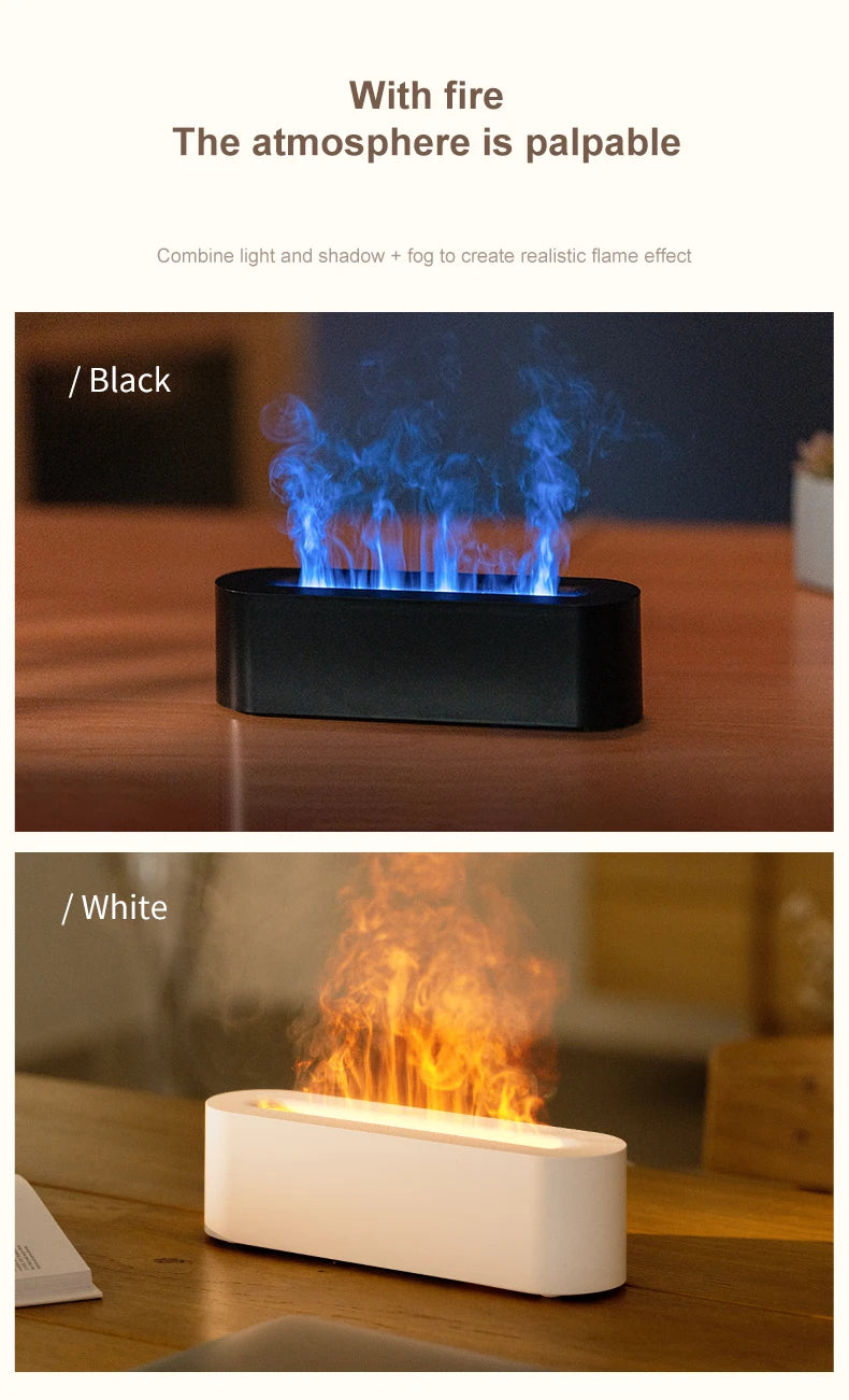 2023 Flame Aroma Diffuser Air Humidifier Cool Mist Maker Fogger Essential Oil Fire  Led Lamp Diffuser Ultrasonic For Home Office