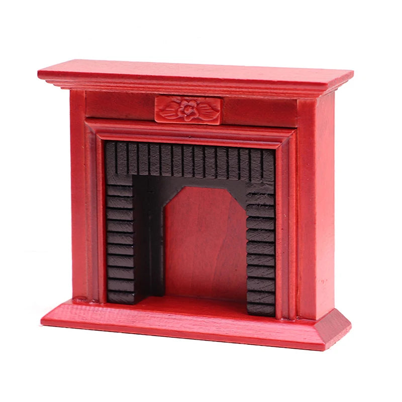 1:6 1:12 Dollhouse Mini Decorative Fireplace Model Doll House Wood Fireplace Mini House Furniture European Style