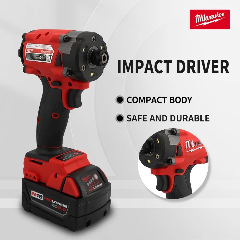 Milwaukee Brushless Cordless Electric Impact Driver Car Truck Repair Screwdriver Impact WrenchDrill Rechargable m18 Battery Tool
