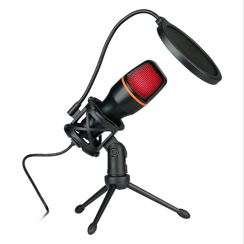 ME4 RGB Condenser Microphone USB Wired Desktop Tripod MIC For Recording Live Gaming Video Noise Reduction Conference Microphone