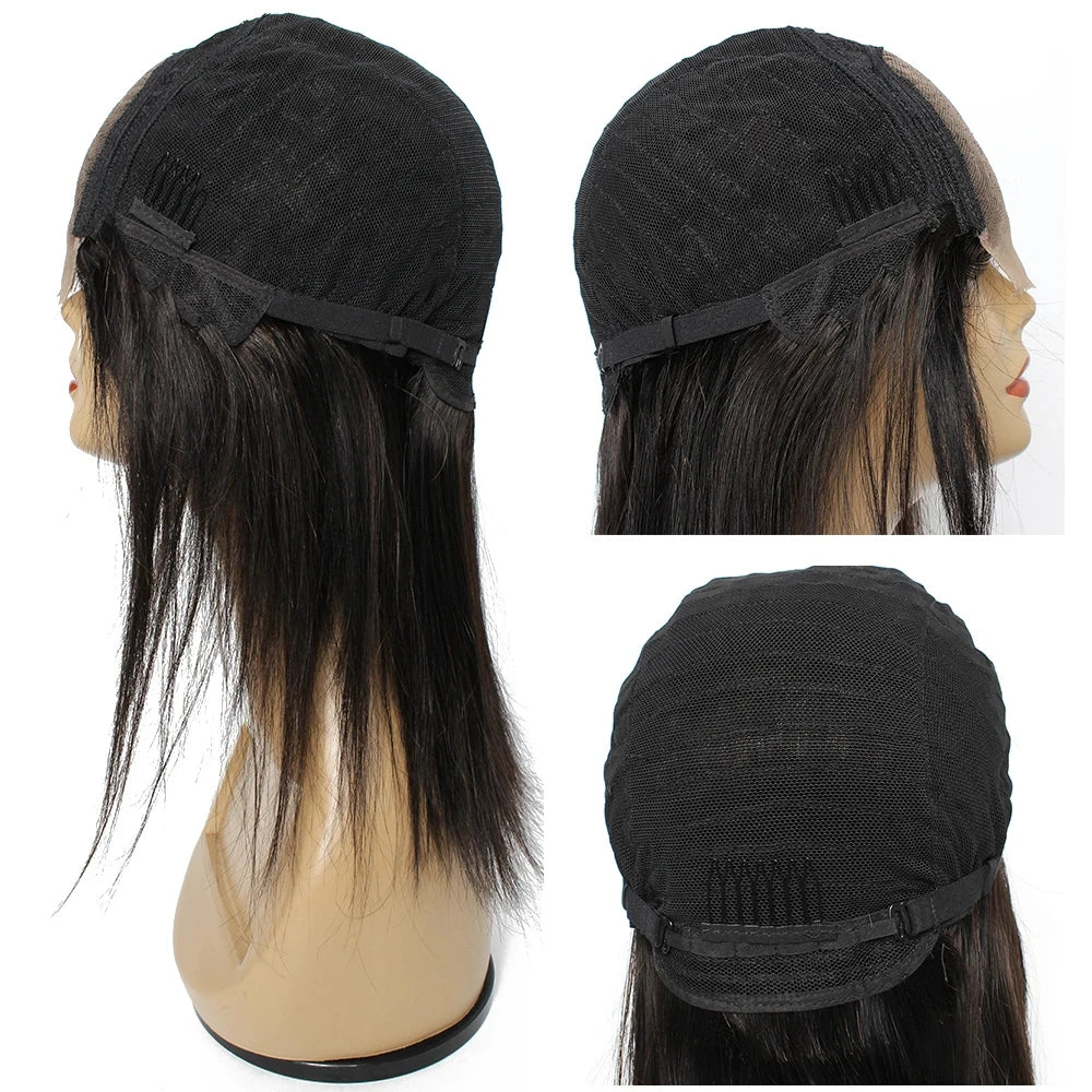 12-18 Inch 4*4 Lace Closure Wig Human Hair Wigs For Black Woman Brazilian Remy 4*1 Brazilian Straight T Part Lace Wig Almac