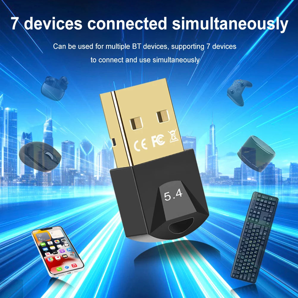 USB Bluetooth 5.4 Adapter Transmitter Bluetooth Receiver Audio Bluetooth Dongle Wireless USB Adapter for Computer PC Laptop