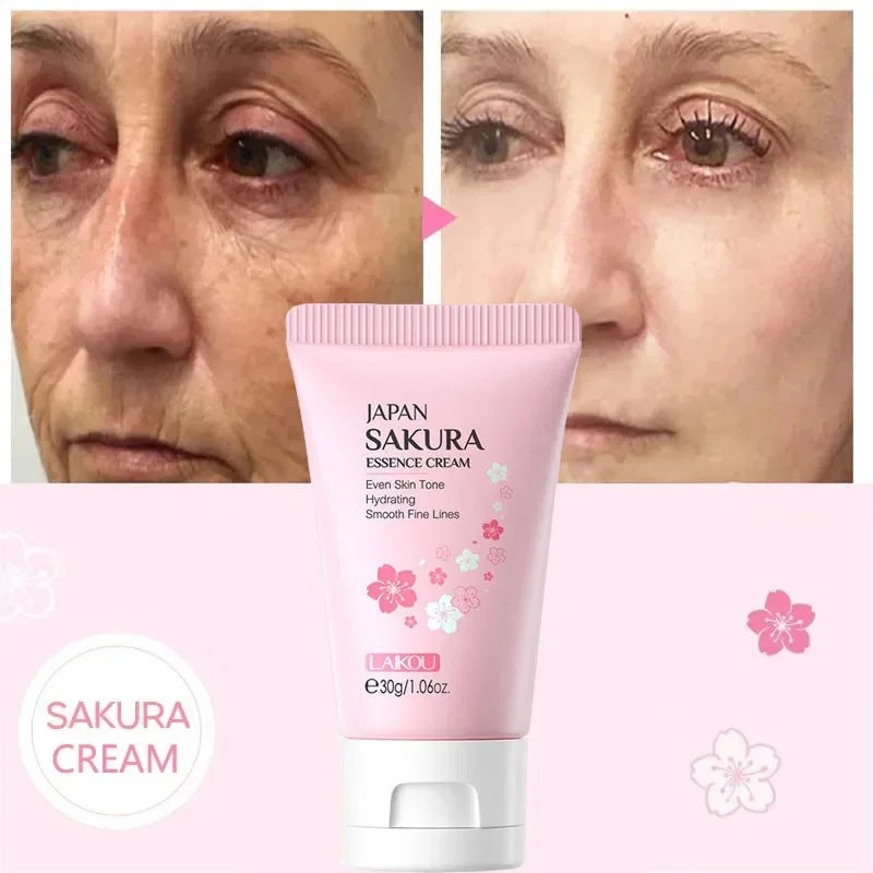 Sakura Whitening Essence Face Cream Anti-Aging Moisturizer Wrinkle Remover Remove Dark Spots Shrink Pore Brighten Glow Skin Care