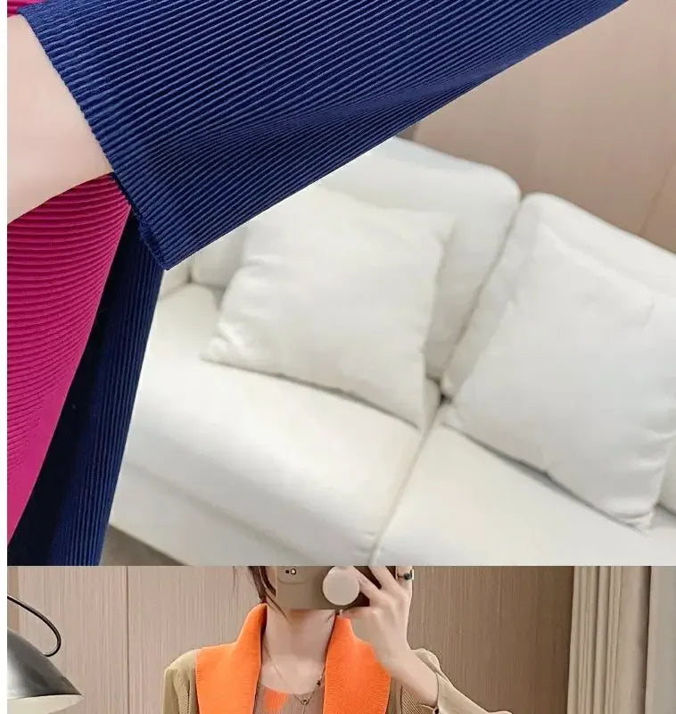 Folded Fake Two Piece Dress 2025 Spring Large Sleeves Round Neck Printed Mom's Dress  Y2k Dress