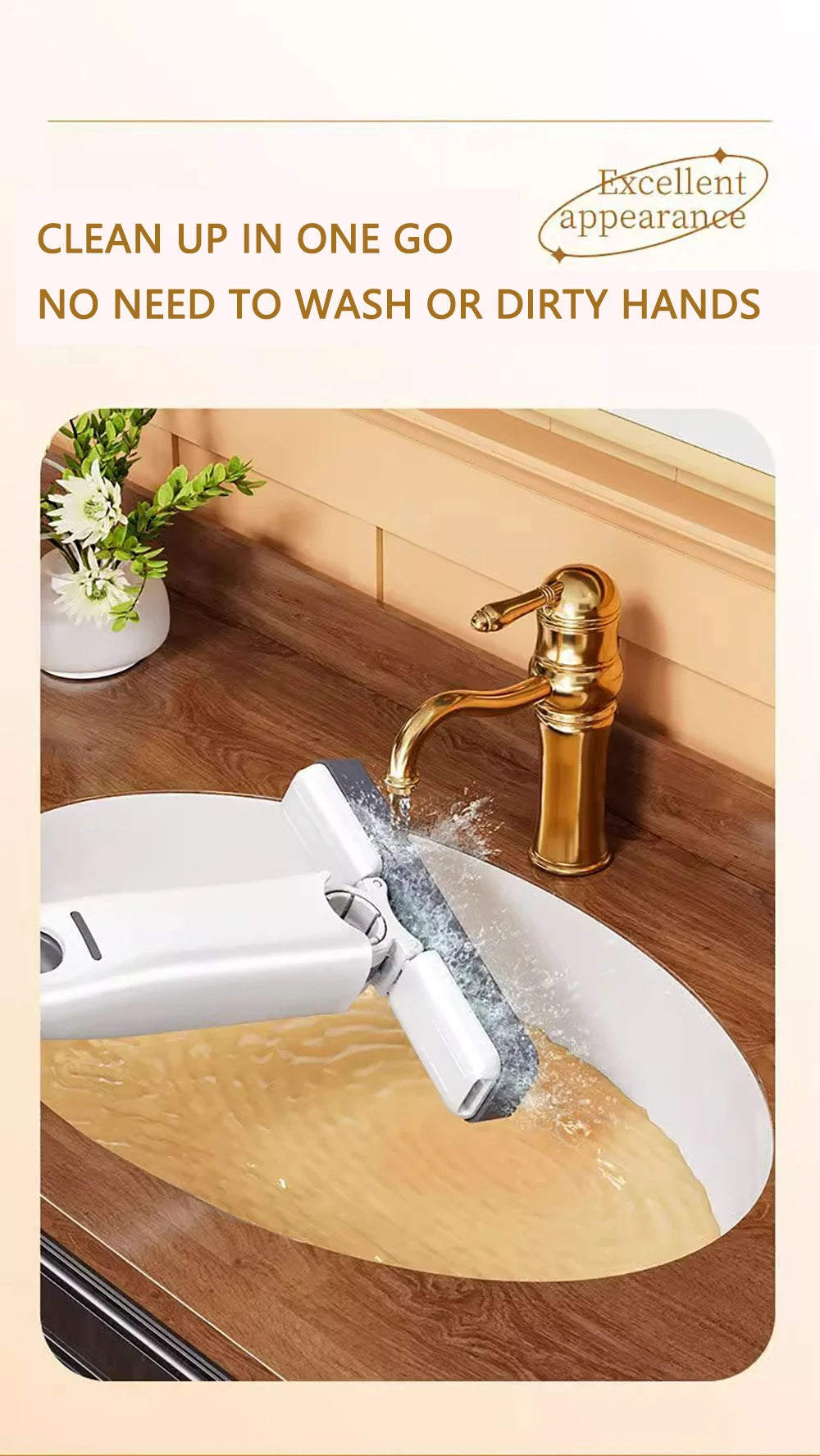 Mini Mop Self Squeeze Mop Powerful Folding Household Clean Tools No Hand Wash Strong Absorbent Mop for Bathroom Kitchen Desktop