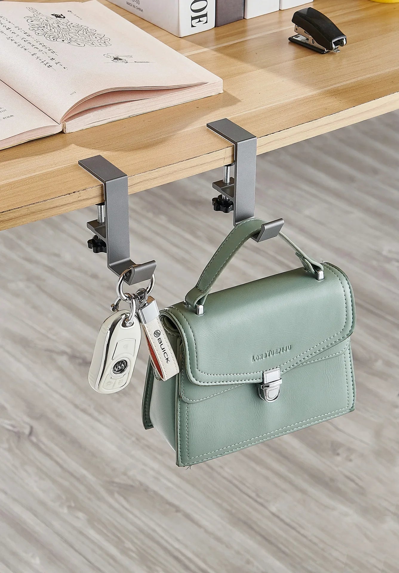 1pc Adjustable Desk Edge Hook Without Punching Office Desktop Edge Hanging Bag Hook Student Backpack Headphone Hanging Hook