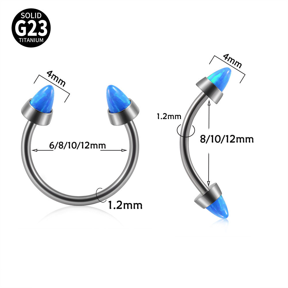 Opal Internal Thread Lip Ring Internal Thread Horseshoe Nose Ring