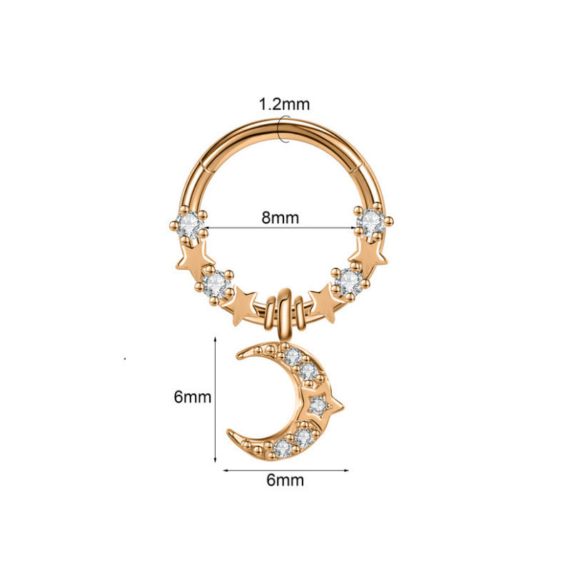 Closed Ring Star Ball Pendant Nose Ring Personality Piercing Jewelry