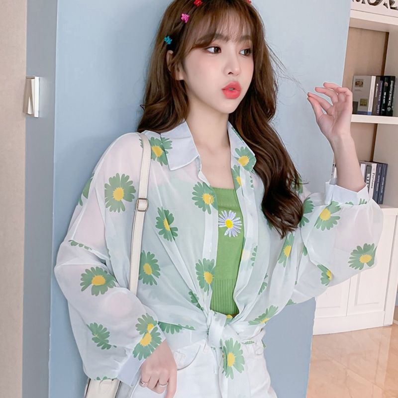 Beach Sun Protection Clothing Holiday Thin Summer Clothing Printed Cardigan Jacket