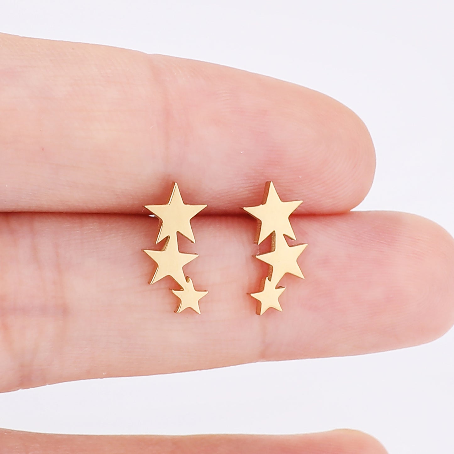 Stainless Steel Ornament Five-pointed Star Shape Stud Earrings