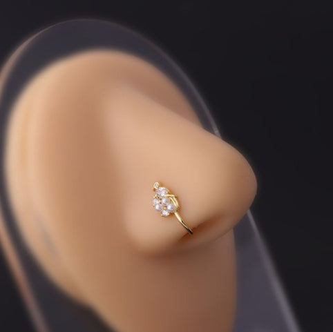 Women's Butterfly Water Drop Fake Perforated Nose Ring