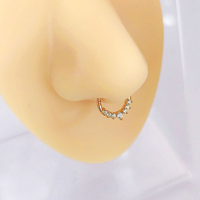 Women's Stainless Steel Dropper Zircon Nose Ring