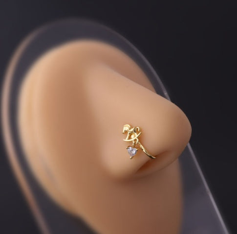 Women's Butterfly Water Drop Fake Perforated Nose Ring