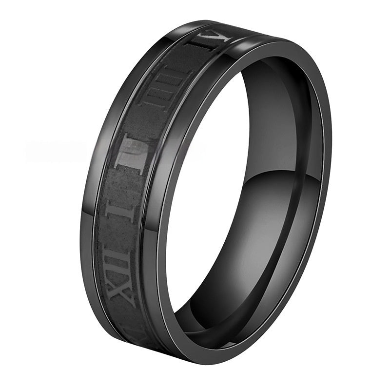 Stainless Steel Straight Edge Roman Digital Ring