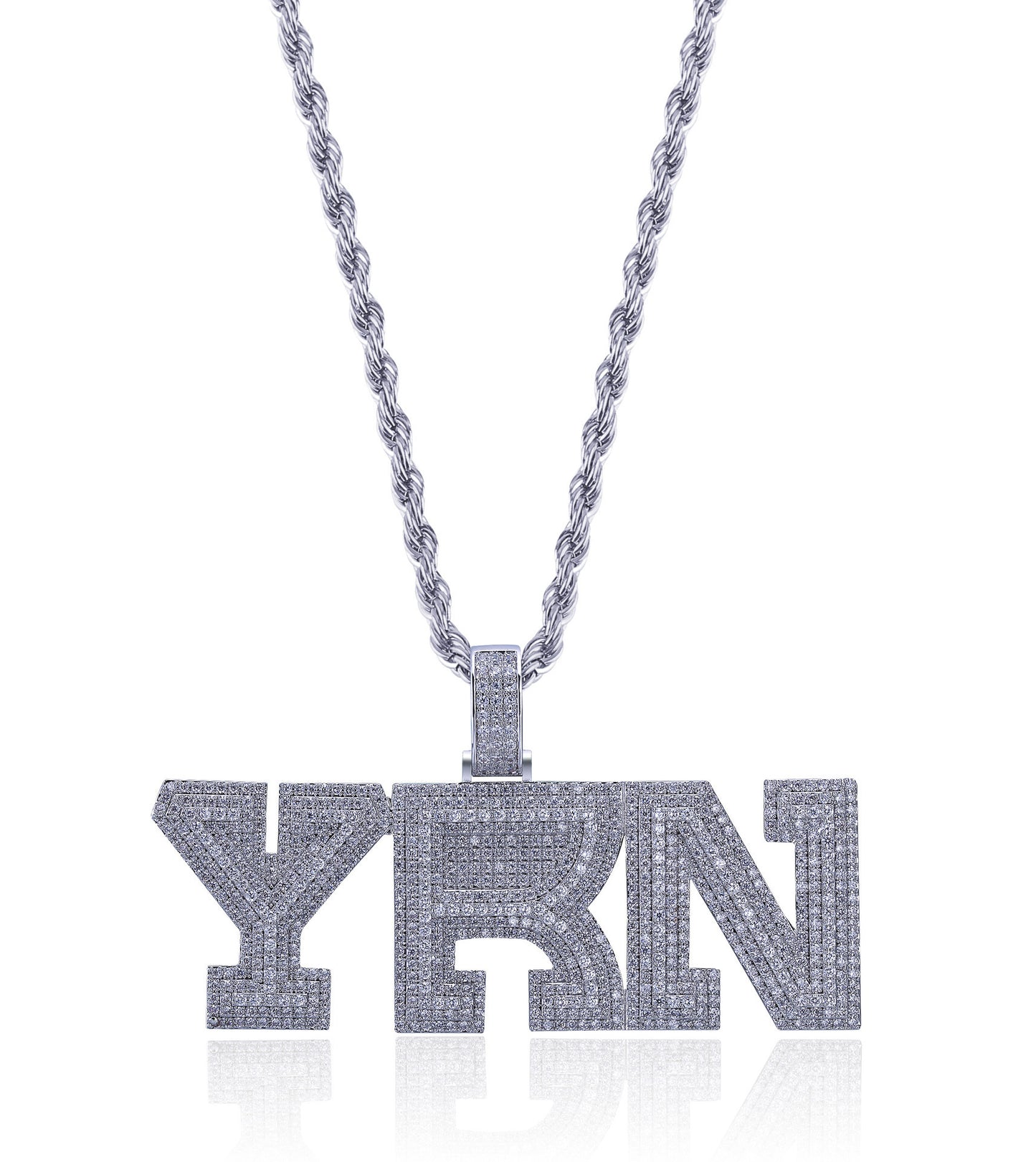 YRN Letter Men Fashion Brands Pendant Zircon Necklace Ornament
